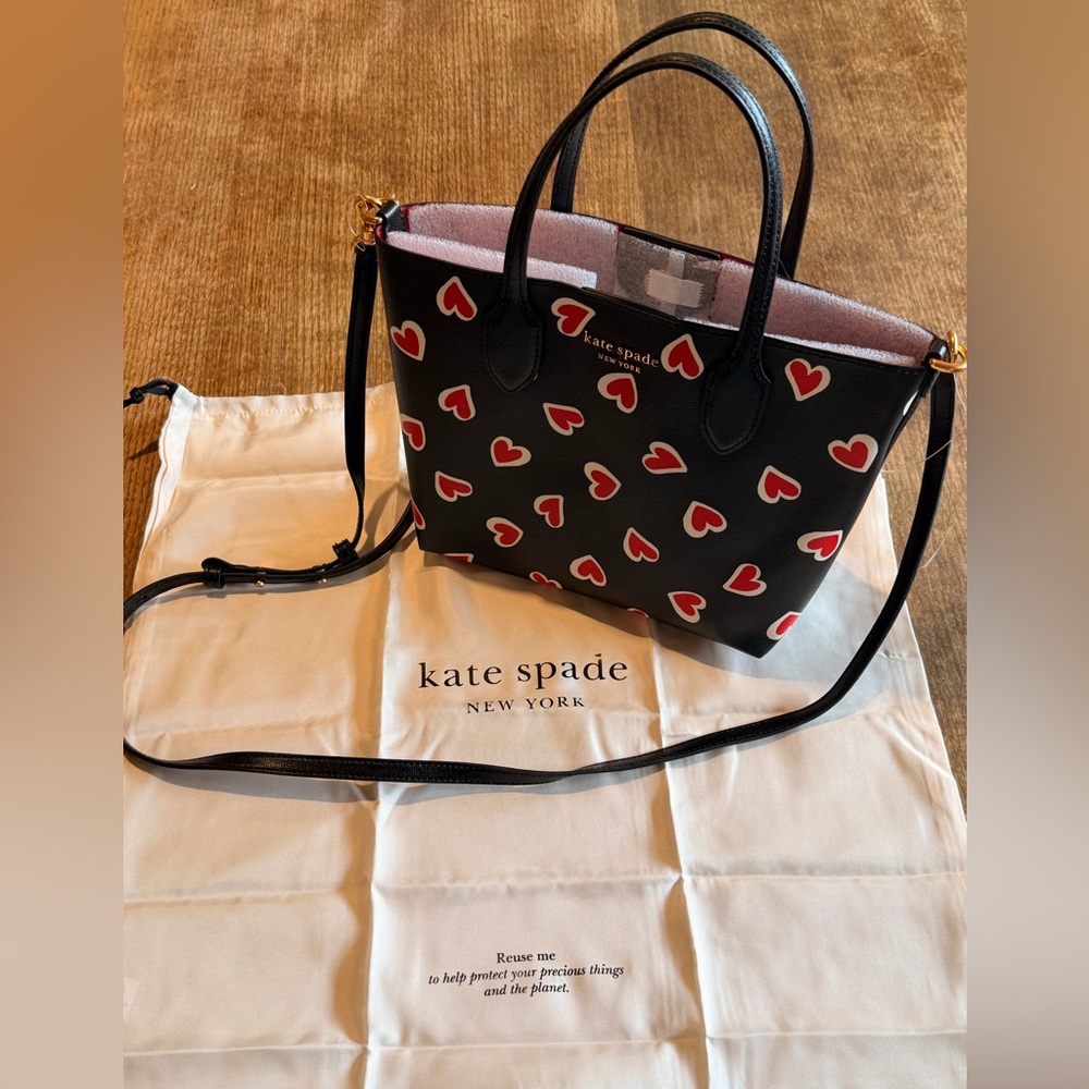 Kate Spade New York Heart Print Mini Tote Crossbody Bag NWT